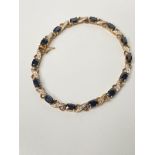 Sapphire & Diamond Bracelet, 9ct yellow gold