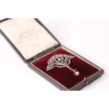 Belle Époque Filigree Diamond & Natural Pearl Brooch, single pin fitting, comes with a fitted box