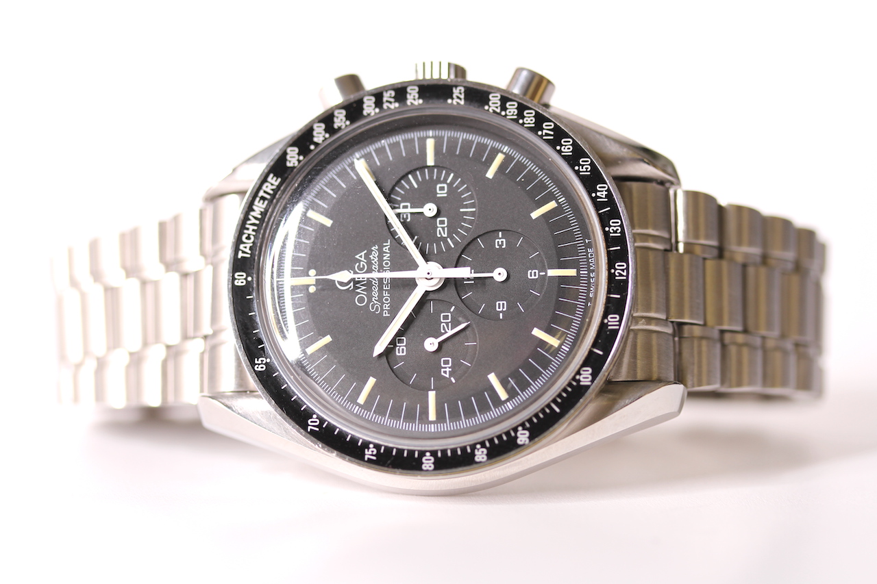 LIMITED EDITION OMEGA SPEEDMASTER APOLLO XI MOON WATCH CIRCA 1992 REFERENCE 345.0808, circular black