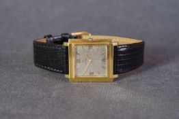 GENTLEMENS ZODIAC WRISTWATCH, square silver dial with gold tone applied hour markers, 30mm gold