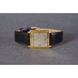 GENTLEMENS ZODIAC WRISTWATCH, square silver dial with gold tone applied hour markers, 30mm gold