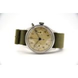 GENTLEMAN'S RARE LEMANIA HS9 ROYAL NAVY FLEET AIR ARM MONOPUSHER CHRONOGRAPH, CIRCA. 1945, STERILE