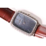 UNUSUAL 1960S JAEGER-LE COULTRE DRESS WATCH, oversize rectangular cushion blue textured dial,