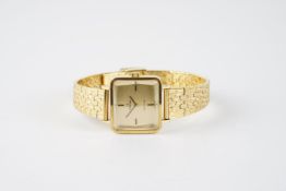 LADIES OMEGA DE VILLE WRISTWATCH, rectangular champagne dial with stick hour markers and hands, 26mm