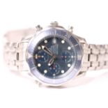 OMEGA SEAMASTER CHRONOGRAPH REFERENCE 25998000 WITH BOX AND PAPERS, circular blue 'wave' dial,