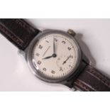 RARE MILITARY LONGINES WRISTWATCH, circular cream dial, Arabic numerals, minute track, subsidiary