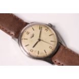 VINTAGE LONGINES DRESS WATCH, cream dial, baton and Arabic numerals at 12,3,6,9, 24mm steel case,