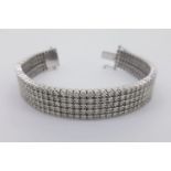 5 Row Diamond Bracelet, estimated total 12.00ct, white gold, push and slide hidden clasp with 2