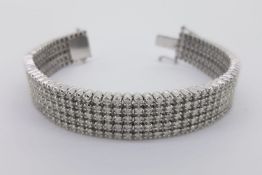 5 Row Diamond Bracelet, estimated total 12.00ct, white gold, push and slide hidden clasp with 2