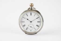 VINTAGE WALTHAM SILVER POCKET WATCH CIRCA 1902, circular white dial with black roman numerals hour