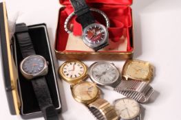 *TO BE SOLD WITHOUT RESERVE*Group of 7 watches, 1-Boxed 1960s Avia Electronic watch, non running.