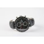 GENTLEMENS TAG HEUER CARRERA CHRONOGRAPH WRISTWATCH, circular black triple register dial with hour