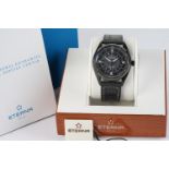 GENTLEMENS ETERNA KONTIKI AUTOMATIC WRISTWATCH W/ BOX & PAPERS, circular two tone black and grey