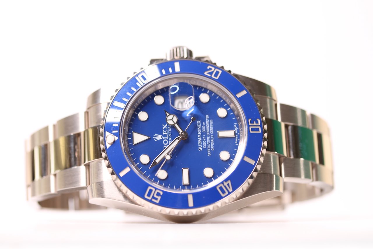 DISCONTINUED RARE ROLEX OYSTER PERPETUAL SUBMARINER 'SMURF' 18CT WHITE GOLD REFERENCE 116619LB - Image 3 of 14