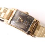 *TO BE SOLD WITHOUT RESERVE*Longines tank watch with black dial, gold filled cal. 9L, running.