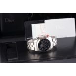 GENTLEMENS DIOR AUTOMATIC CHRONOGRAPH WRISTWATCH W/ BOX & PAPERS, circular black triple register