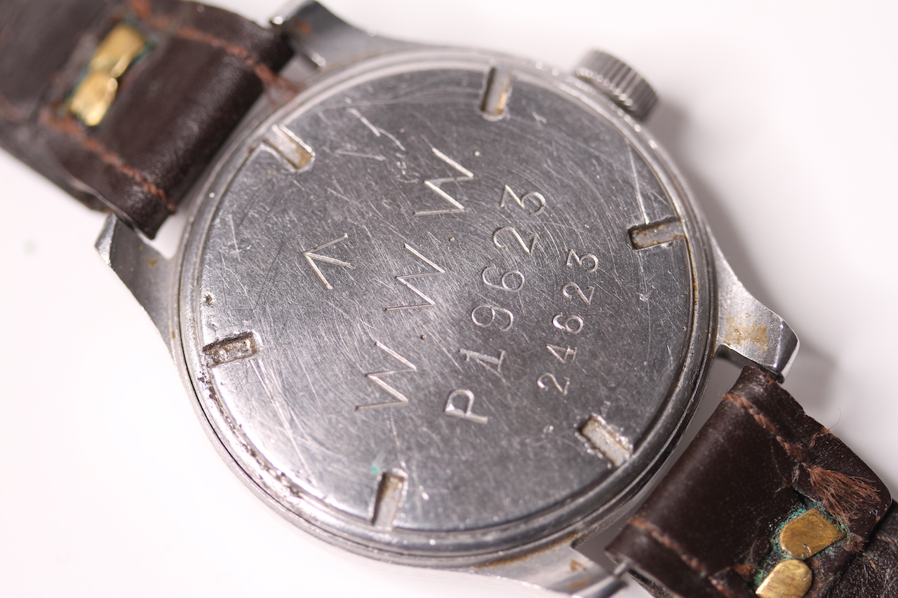 DIRTY DOZEN MILITARY CYMA 1940S WRISTWATCH, circular black dial, untouched, Arabic luminous hour - Image 3 of 8