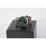 GENTLEMENS ALPHA SIERRA WRISTWATCH W/ BOX, circular green dial with white arabic numeral hour