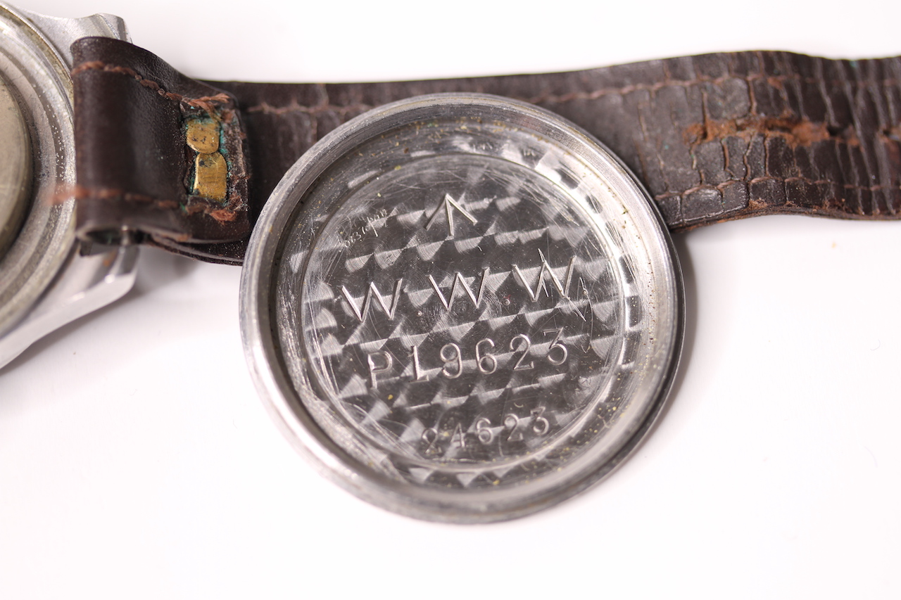 DIRTY DOZEN MILITARY CYMA 1940S WRISTWATCH, circular black dial, untouched, Arabic luminous hour - Image 4 of 8