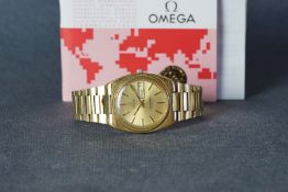 GENTLEMENS OMEGA SEAMASTER AUTOMATIC WRISTWATCH W/ PAPERS, circular gold dial with hour markers