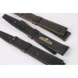GROUP OF THREE NOS LONGINES LEATHER STRAPS, three 16-17mm longines leather straps.*** Please view
