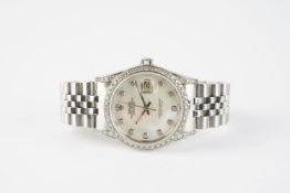 GENTLEMENS ROLEX OYSTER PERPETUAL DATEJUST MOTHER OF PEARL DIAMOND SET WRISTWATCH REF. 16014,