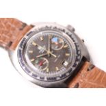 VINTAGE TISSOT SEA STAR CHRONOGRAPH VALJOUX 7734 CIRCA 1971, patina black dial, Luminous block