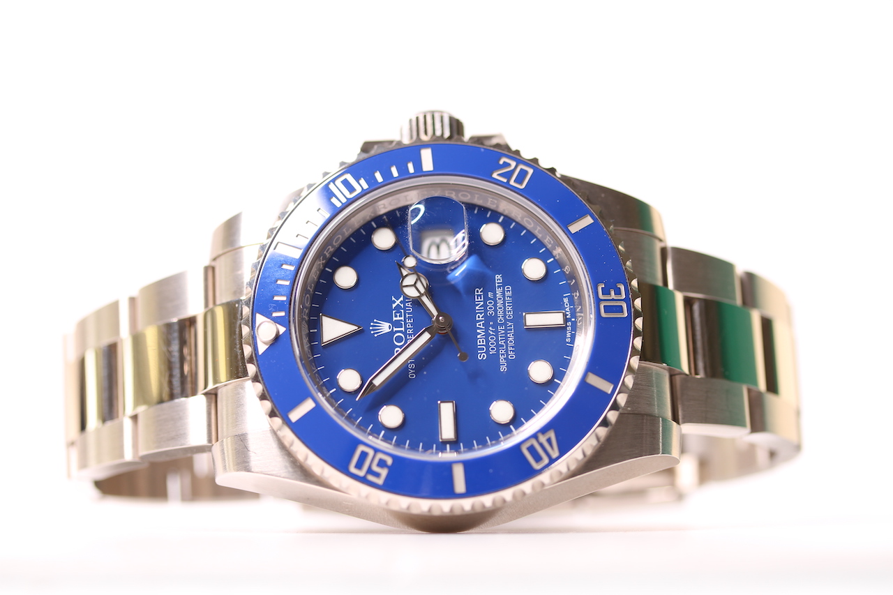 DISCONTINUED RARE ROLEX OYSTER PERPETUAL SUBMARINER 'SMURF' 18CT WHITE GOLD REFERENCE 116619LB - Image 4 of 14