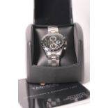 GENTLEMENS TAG HEUER CARRERA CALIBRE 16 GENTS WRISTWATCH REF CV2010-2, circular black dial with