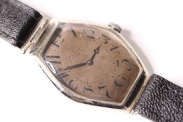 *TO BE SOLD WITHOUT RESERVE*Large Art Deco Longines Tonneau watch with exploded numerals, Grade 13.