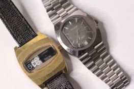 *TO BE SOLD WITHOUT RESERVE*Group of 2 watches circa 1960s, 1-Chalet digital automatic watch,
