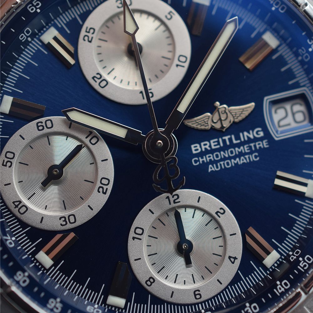 GENTLEMAN'S BREITLING CHRONOMAT BLUE A13352, JUNE 2002 WITH ORIGINAL PAPERS, BREITLING CAL. B13, - Image 8 of 13