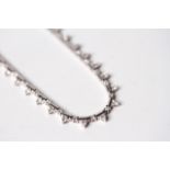 18ct Diamond set choker, brilliant cut diamonds set accoross a bar link choker, stamped and tested