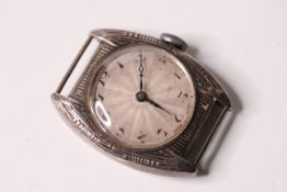 *TO BE SOLD WITHOUT RESERVE*Art Deco Silver cased watch with Swiss hallmarking and Rolex movement,