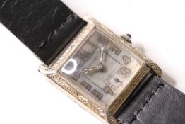 *TO BE SOLD WITHOUT RESERVE*Art Deco Hallmark watch, with Blancpain 15 jewel movement, 14ct white