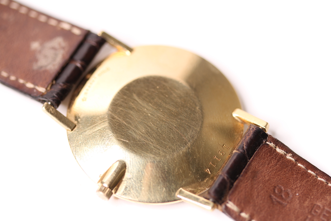 1960S UNIVERSAL GENEVE X TIFFANY & CO 18CT DRESS WATCH, circular off white dial, gold baton hour - Image 3 of 3
