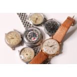 *TO BE SOLD WITHOUT RESERVE*Group of Chronograph Watches, 1-1950s 18ct gold Oversized Chronograph by