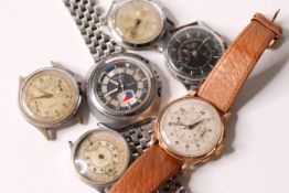 *TO BE SOLD WITHOUT RESERVE*Group of Chronograph Watches, 1-1950s 18ct gold Oversized Chronograph by