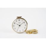 VINTAGE SEKONDA POCKET WATCH, circular white dial with black arabic numeral hour markers and