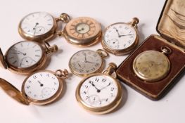 *TO BE SOLD WITHOUT RESERVE*Group of 8 pocket watches, 1-Boxed Gents unsigned Waterbury pocket