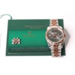 2020 ROLEX OYSTER PERPETUAL DATE JUST WIMBLEDON EVEROSE REFERENCE 126331, circular grey dial,