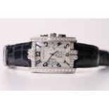 18CT DIAMOND SET HARRY WINSTON AVENUE CHRONO, mother of pearl rectangular dial, Arabic numeral