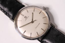 VINTAGE OMEGA SEAMASTER DRESS WATCH, circular dial, silver baton hour markers, 34mm stainless