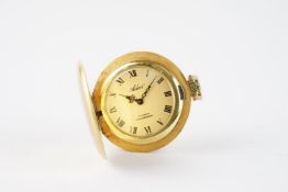 VINTAGE ADAS HUNTER ROLLED GOLD POCKET WATCH, circular champagne dial with black roman numeral