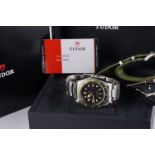 GENTLEMENS TUDOR HARRODS BLACK BAY WRISTWATCH W/ BOX & GUARANTEE REF. 79230G CIRCA 2019, circular