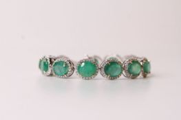 Natural Emerald & Diamond Bracelet, set with 13 oval cut emeralds totalling 33.74ct, 288 round