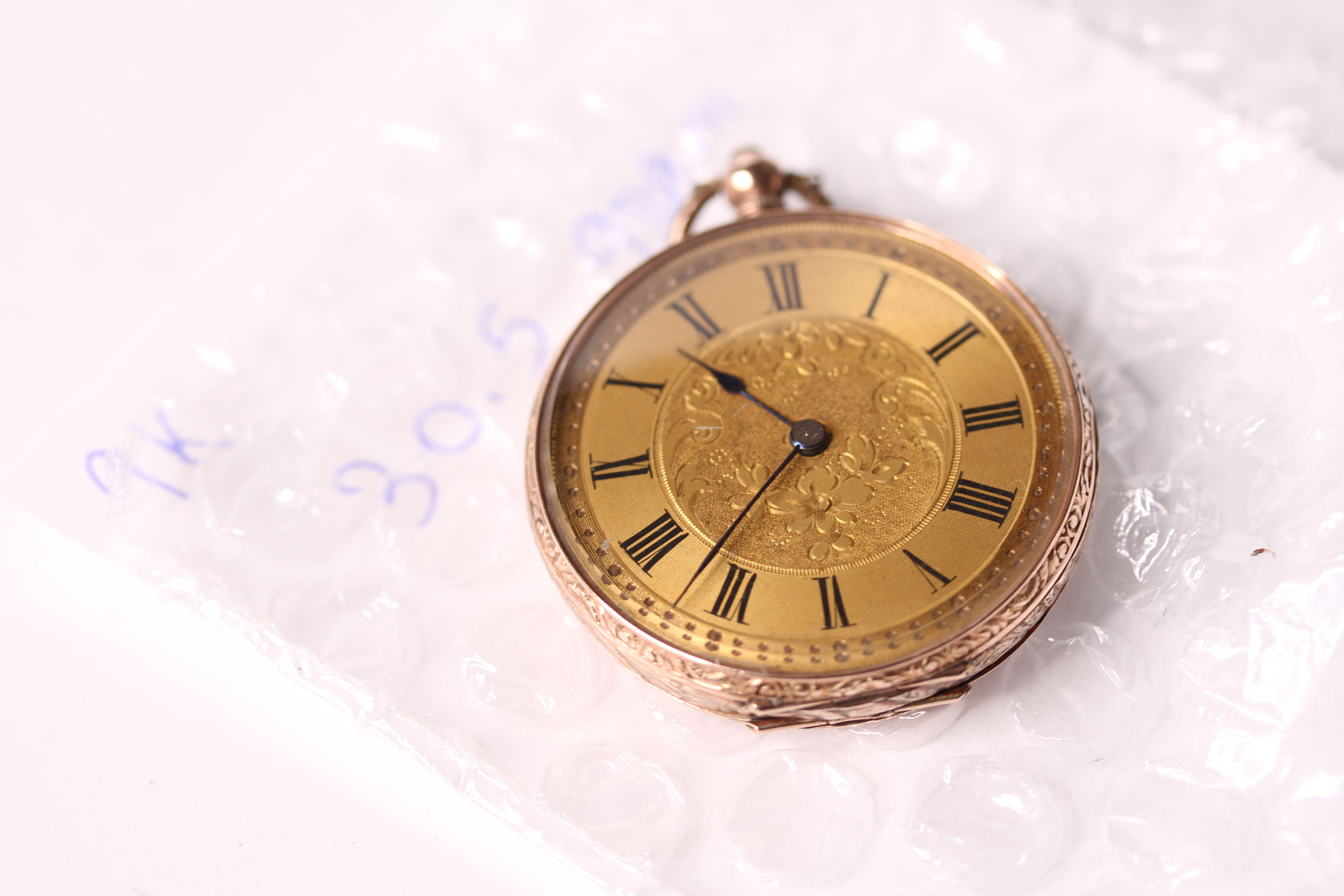 Large Group Of Fob Watches, 5x 9ct gold fob watches, with gilt dials, engraved cases , approximately - Image 11 of 15