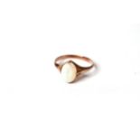 Rose gold and Opal ring, oval Opal, rose gold mount, tested as 9ct, 2.1g, circa early 20th C, finger