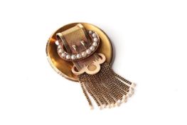Victorian Buckle Brooch With Natural Pearls, tested as 15ct