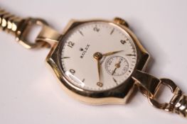 VINTAGE LADIES 9CT ROLEX COCKTAIL WATCH REFERENCE 87757 WITH ROLEX 9CT BRACELET, circular white